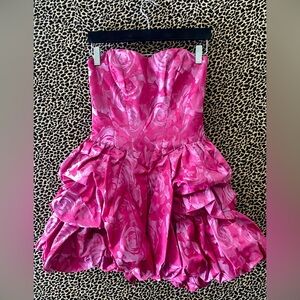 Betsey Johnson Pink Floral Baroque Formal Dress Sz 0/Sm